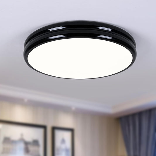 Modern Black LED Ceiling Light, 40cm Round, 36W, 4000K for Kitchen, Bedroom, Living Room, Hall, Bathroom