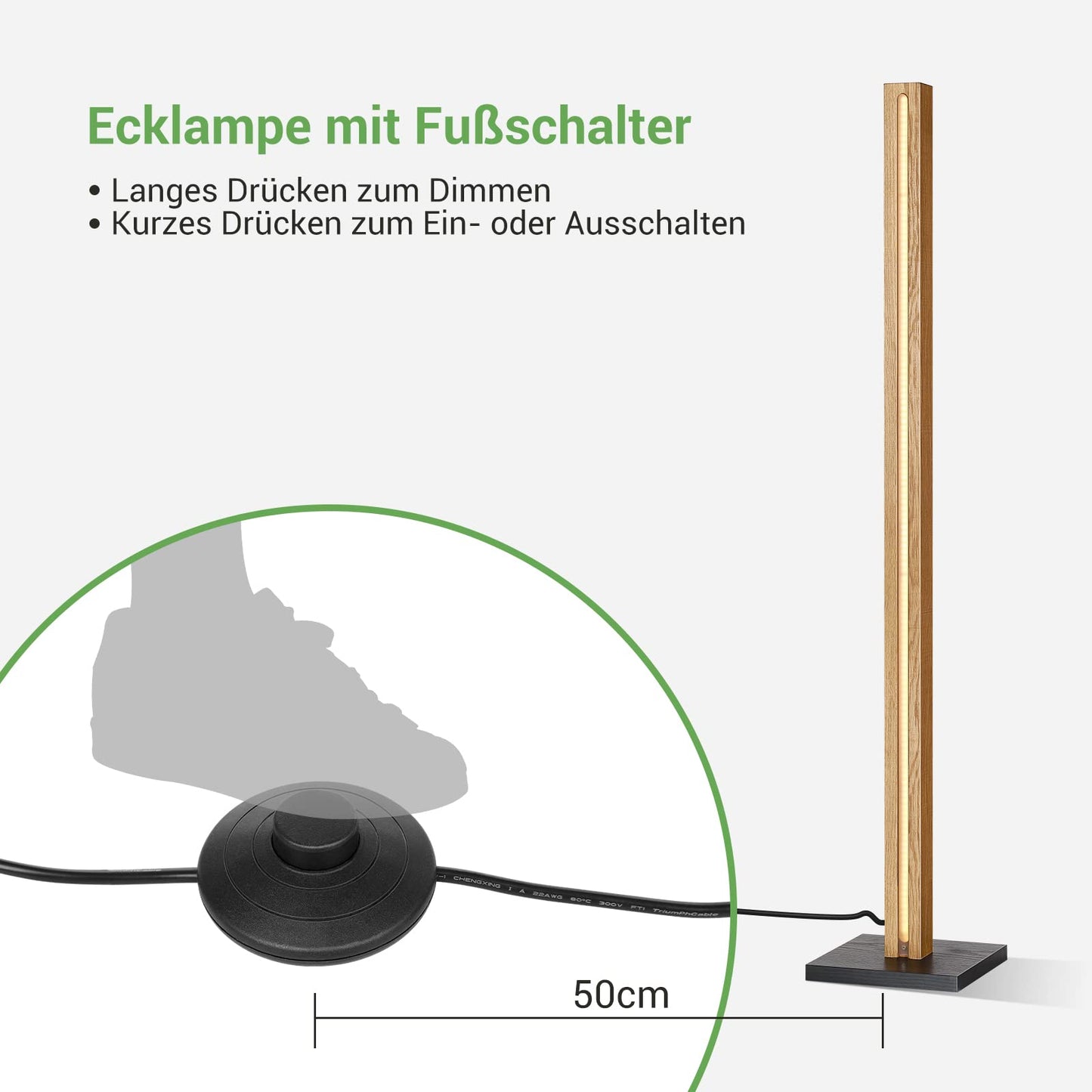 Lampa de podea EDISHINE Wooden 18W LED dimmabila 3000K greige