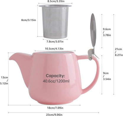 Ceainic VIVILINEN Porcelain 1.2L cu Infuzor Detasabil pentru Ceai