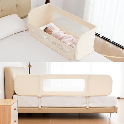 Protectie pat BabyAlly TA12-G 2 in 1 pliabila 185 cm crem