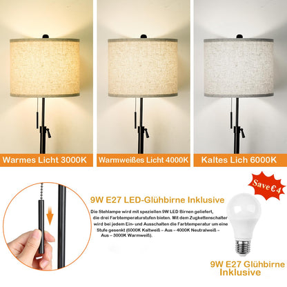 Lampa de podea Black 140-168 cm E27 LED 9W 3 temperaturi