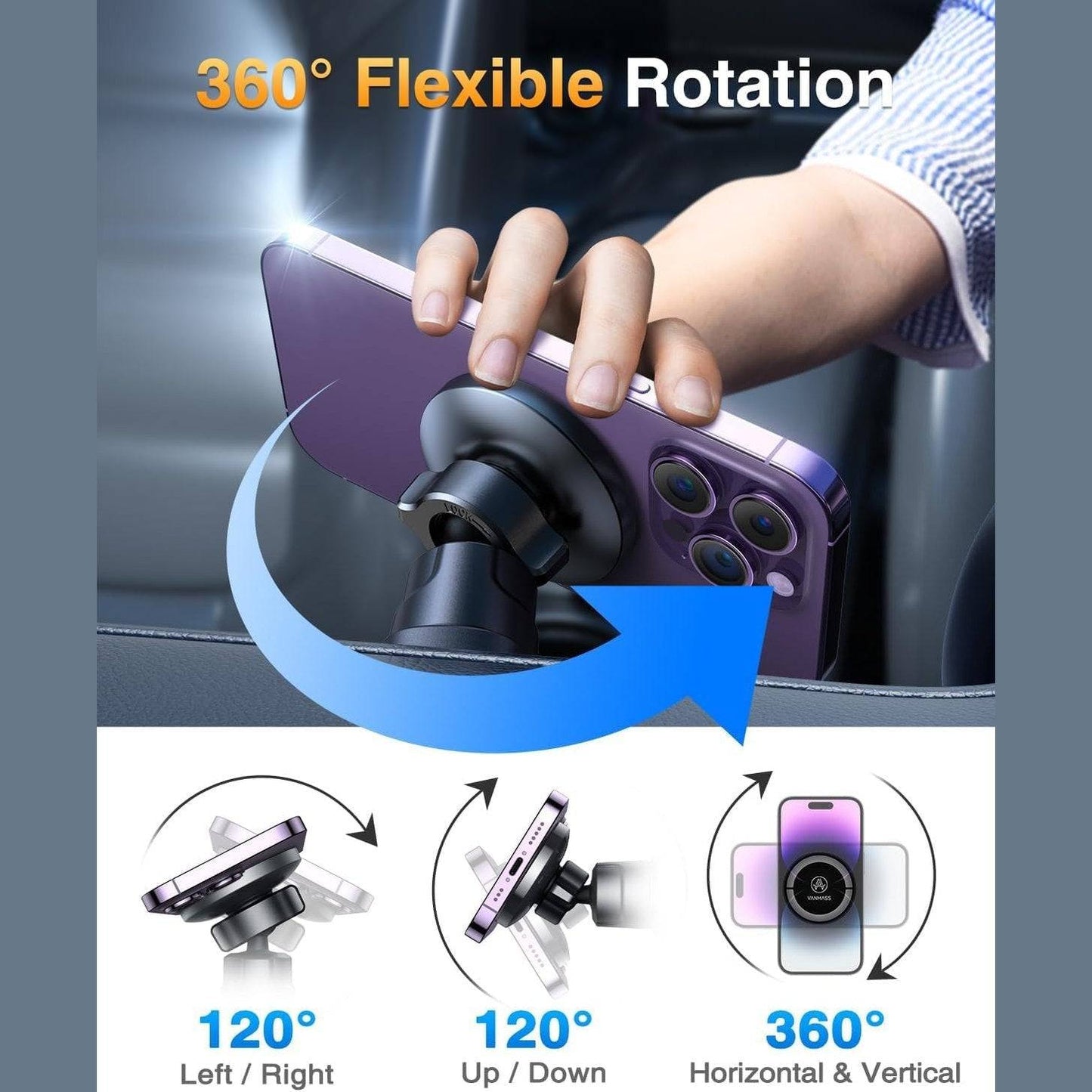 VANMASS for MagSafe Car Mount【2025 Upgraded TOP Magnet & Clip Hook】Magnetic Cell Phone Holder for Vent, Universal Cellphone Stand Truck Cradle Accessories for iPhone 16 15 14 13 12 11 Android Samsung