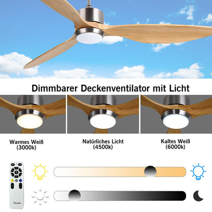 Ventilator tavan Ovlaim 165 cm Wi-Fi LED 6 viteze motor DC silentios