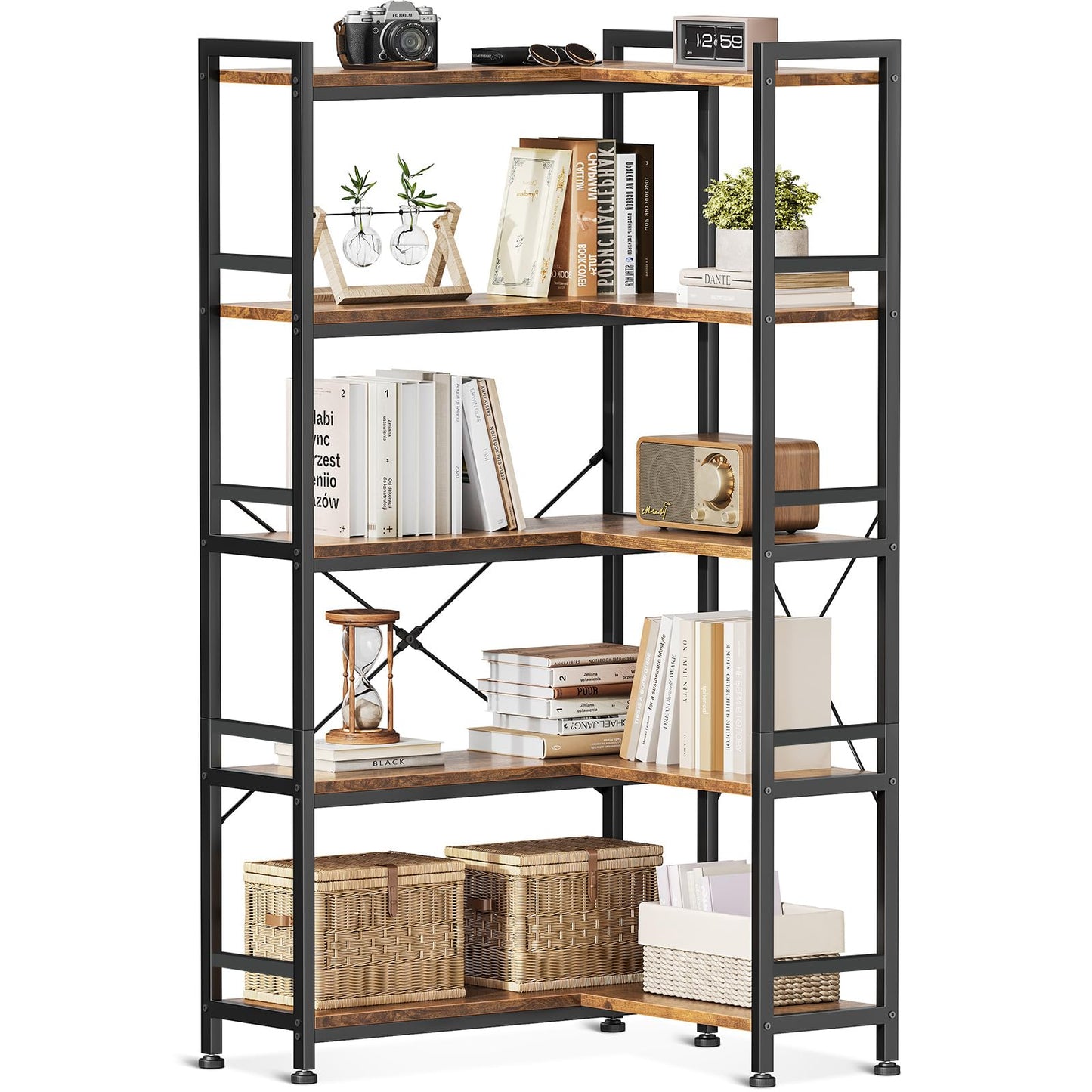 Biblioteca Coleshome 5-Tier L Shape Brown 5 rafturi vintage