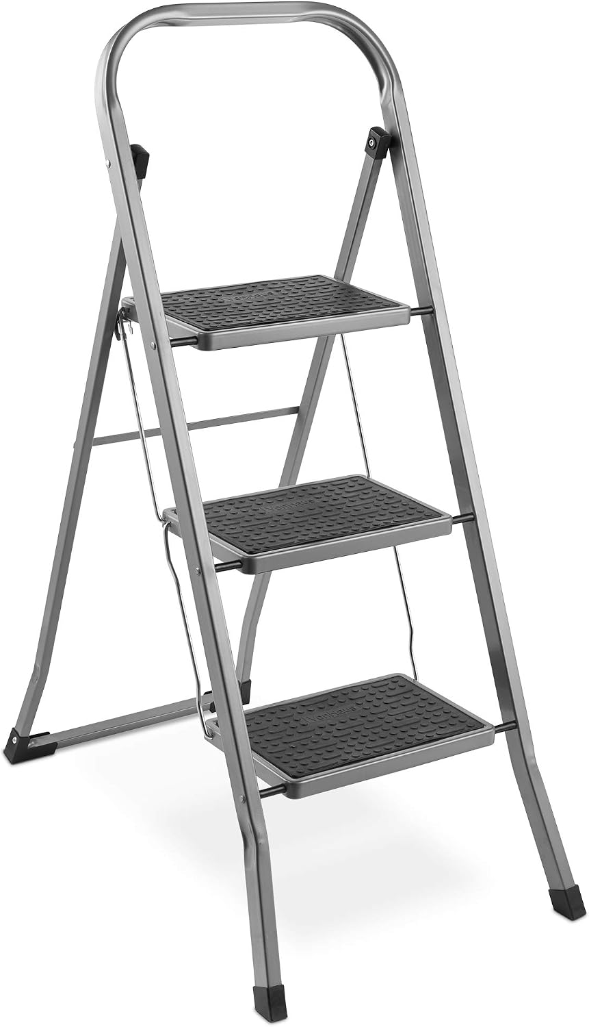 Scara pliabila VonHaus din otel, 3 trepte, capacitate 150 kg