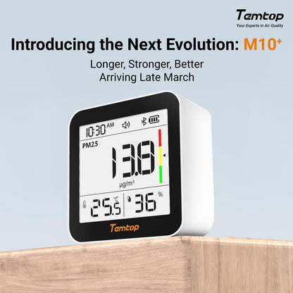 Monitor aer Temtop M10+ CO2 6-in-1 Bluetooth PM2.5 VOC