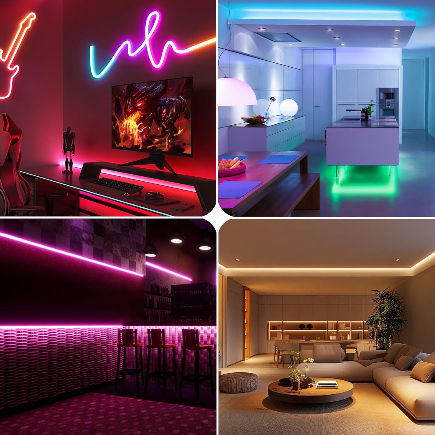 INDARUN RGBW Cob Led Strip Light 10m, 24V 8A 10m RGBW WiFi Led Strip Set with APP & Remote Control, 672LEDs/Meter Led Tape Light Kit for Home Decoration, Compatible with Alexa/Google Home