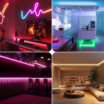 INDARUN RGBW Cob Led Strip Light 10m, 24V 8A 10m RGBW WiFi Led Strip Set with APP & Remote Control, 672LEDs/Meter Led Tape Light Kit for Home Decoration, Compatible with Alexa/Google Home