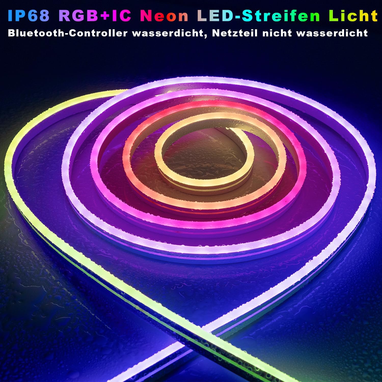 Lichaser 20 m RGB+IC Flexible Neon LED Strip Outdoor, Bluetooth Outdoor IP68 Neon LED Strip Sync with Music, 24 V DIY LED Strip Light Outdoor Waterproof for Patio, Garden Lighting (10 m x 2)