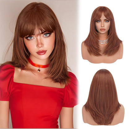 Peruca Sofeiyan Long Straight Wig 40 cm Negru Natural cu Breton