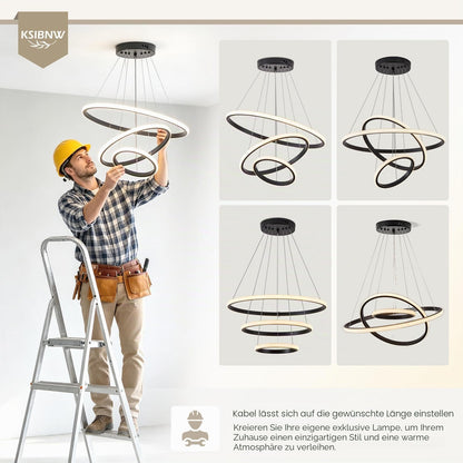 Lampa suspendata KSIBNW 3 Rings LED 45W 3800 lm, reglabila