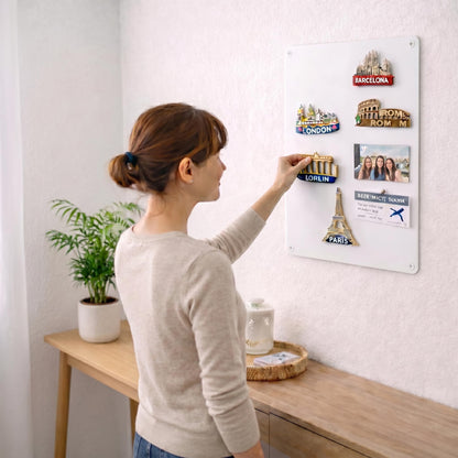 Panou magnetic Qiytecno 30x50 cm alb metalic pentru magneti