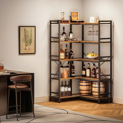 Biblioteca Coleshome 5-Tier L Shape Brown 5 rafturi vintage