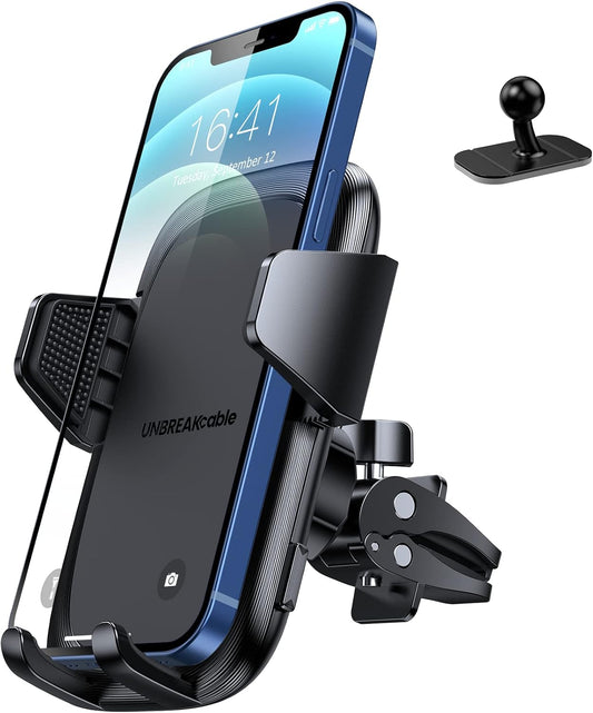 UNBREAKcable Car Phone Holder Mount, Air Vent Car Phone Mount [360 Degree Rotation] for Apple iPhone 15 14 13 12 11 Pro Max Mini XR XS X SE 8 7 6S 6 Plus, Galaxy S22 S21 S20 S10 S9
