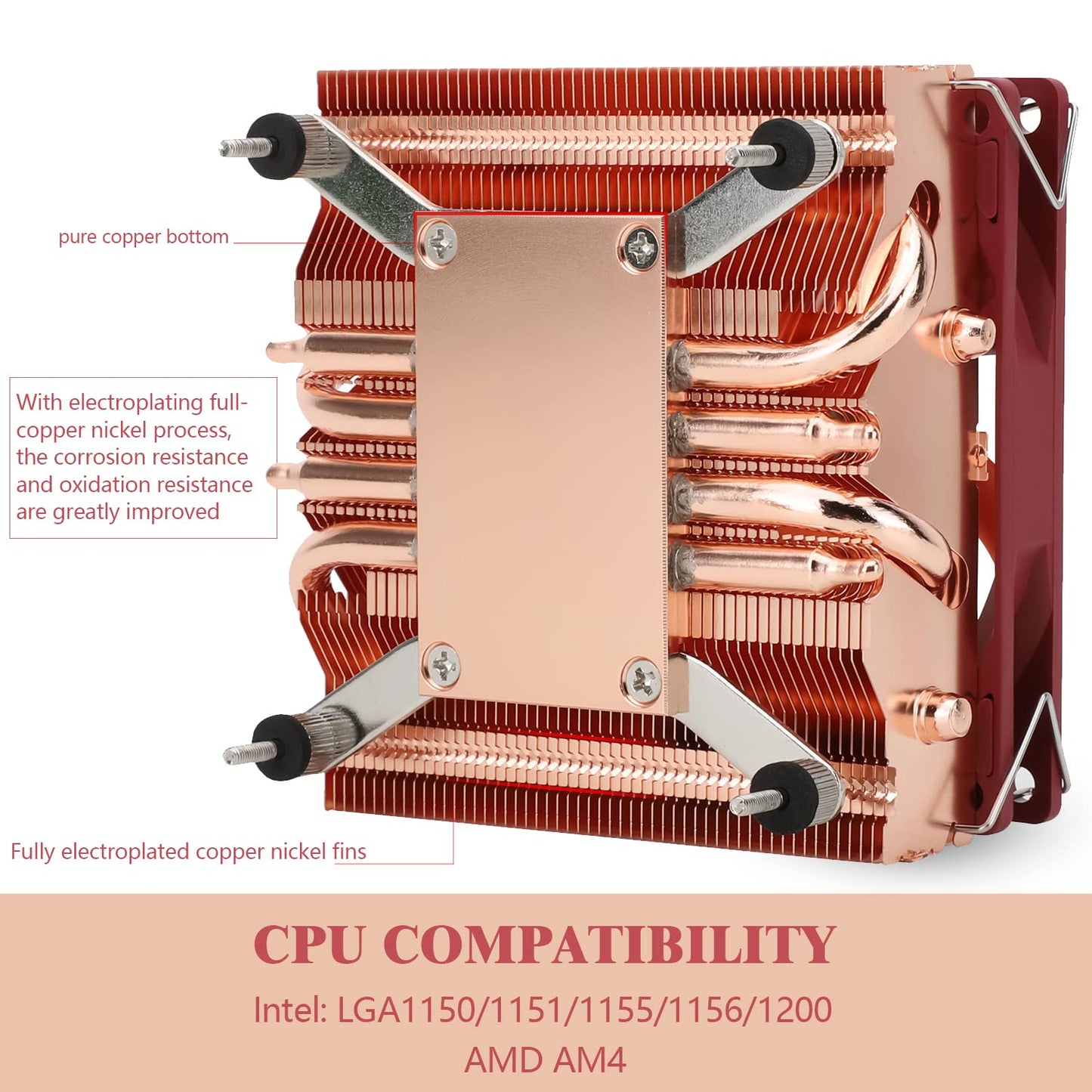 Cooler Procesor Thermalright AXP90-X47 Full Copper Cooler CPU 47mm Low Profile, Ventilator PWM Slim 2700RPM, Compatibil AM4/AM5/Intel 1700