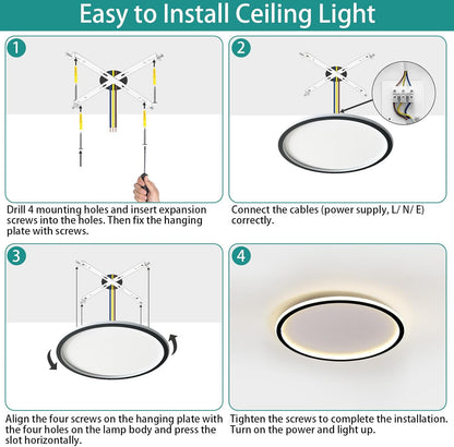 MOONSEA Ceiling Light LED Ceiling Light Dimmable 28 W Ceiling Light Bedroom 3000 K 6000 K Indirect Ceiling Light Round for Bedroom Children's Room Kitchen Dining Room White Diameter 41.5 cm