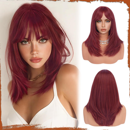 Peruca Sofeiyan Long Straight Wig 40 cm Negru Natural cu Breton