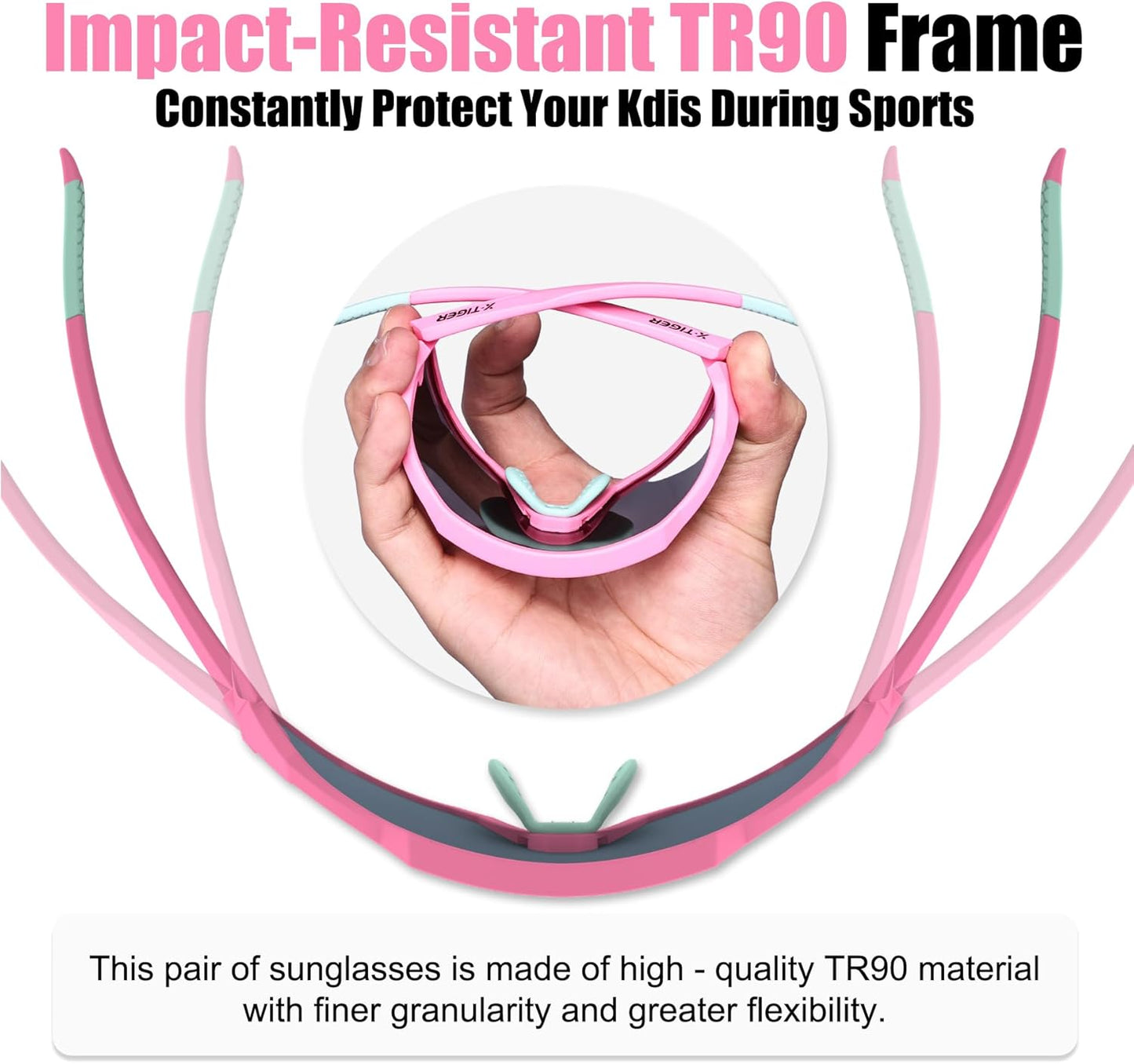 X-TIGER Children's Cycling Glasses Polarised Sports Glasses UV400 for Boys Girls Age 6-14 Years Outdoor Sports Sunglasses