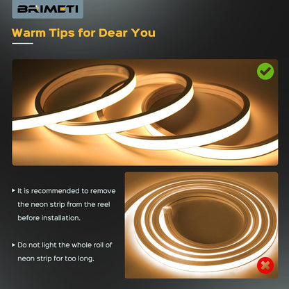 BRIMETI Ruban LED Exterieur Etanche 15M 220V Bande Neon LED Flexible Jaune Bandeau Outdoor IP65 10MM Silicone Découpable Imperméable Intérieure, Inclus Adaptateur Secteur, pour Cuisine