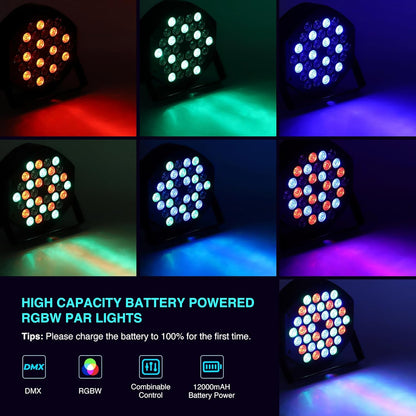 Litake Lumini DJ Par, 36 LED RGB, Activare Sunet, Control DMX si Remote, 7 Moduri, Set 2 Bucati pentru Petreceri, Nunti si Evenimente