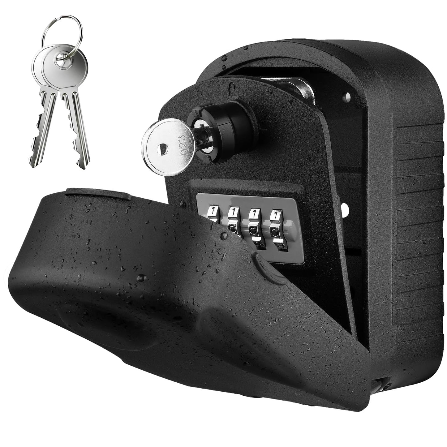 ENONEO Key Safe Key Safe with 4-Digit Combination Code with Waterproof Cover Large Key Box Key Box Wall Mounted Outdoor Indoor for Home, Car, Offices and Garages (Grey)
