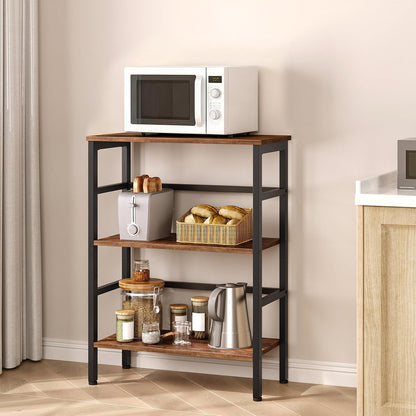 Etajera tip scara HOOBRO cu 3 niveluri, 60 x 28 x 81 cm, maro rustic si negru