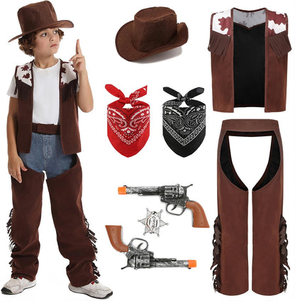 Mrsclaus cowboy costume kids costume luxury western costume with accessories cowboy vest hat bandana birthday