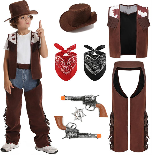 Mrsclaus cowboy costume kids costume luxury western costume with accessories cowboy vest hat bandana birthday