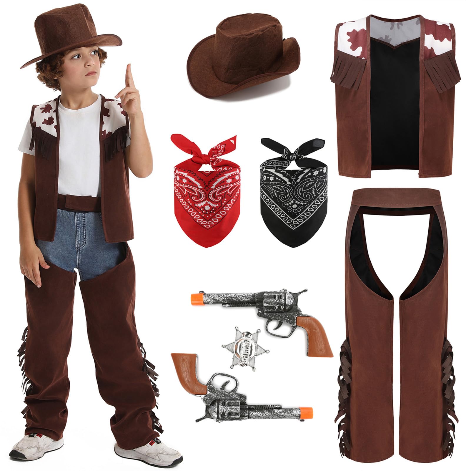 Mrsclaus cowboy costume kids costume luxury western costume with accessories cowboy vest hat bandana birthday