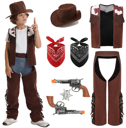 Mrsclaus cowboy costume kids costume luxury western costume with accessories cowboy vest hat bandana birthday