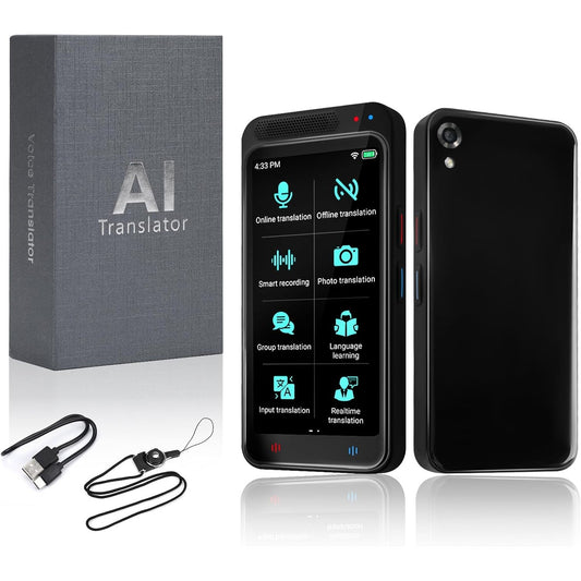 WingFly Sprachübersetzer Gerät, 138 Sprachen Intelligenter AI Übersetzungsgerät mit 5 Zoll Bildschirm, Unterstützt WLAN/Hotspot/Foto/Offline-Übersetzung und Sofortige Zwei Wege-Übersetzung