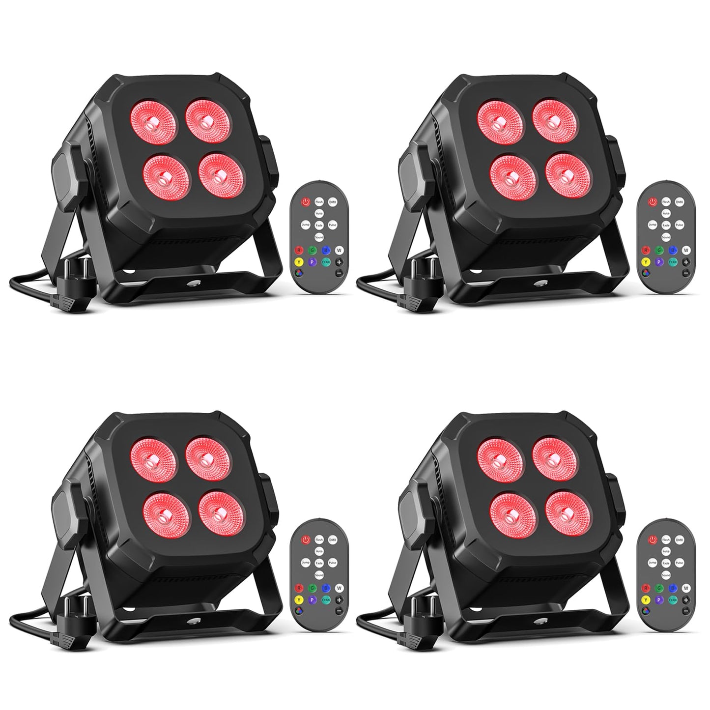 4 x proiectoare LED Disco PAR RGBW, lumini scena 40W cu DMX 4/8CH si telecomanda, spoturi PAR pentru disco, petreceri, DJ, scena, bar, nunta, Halloween, Craciun
