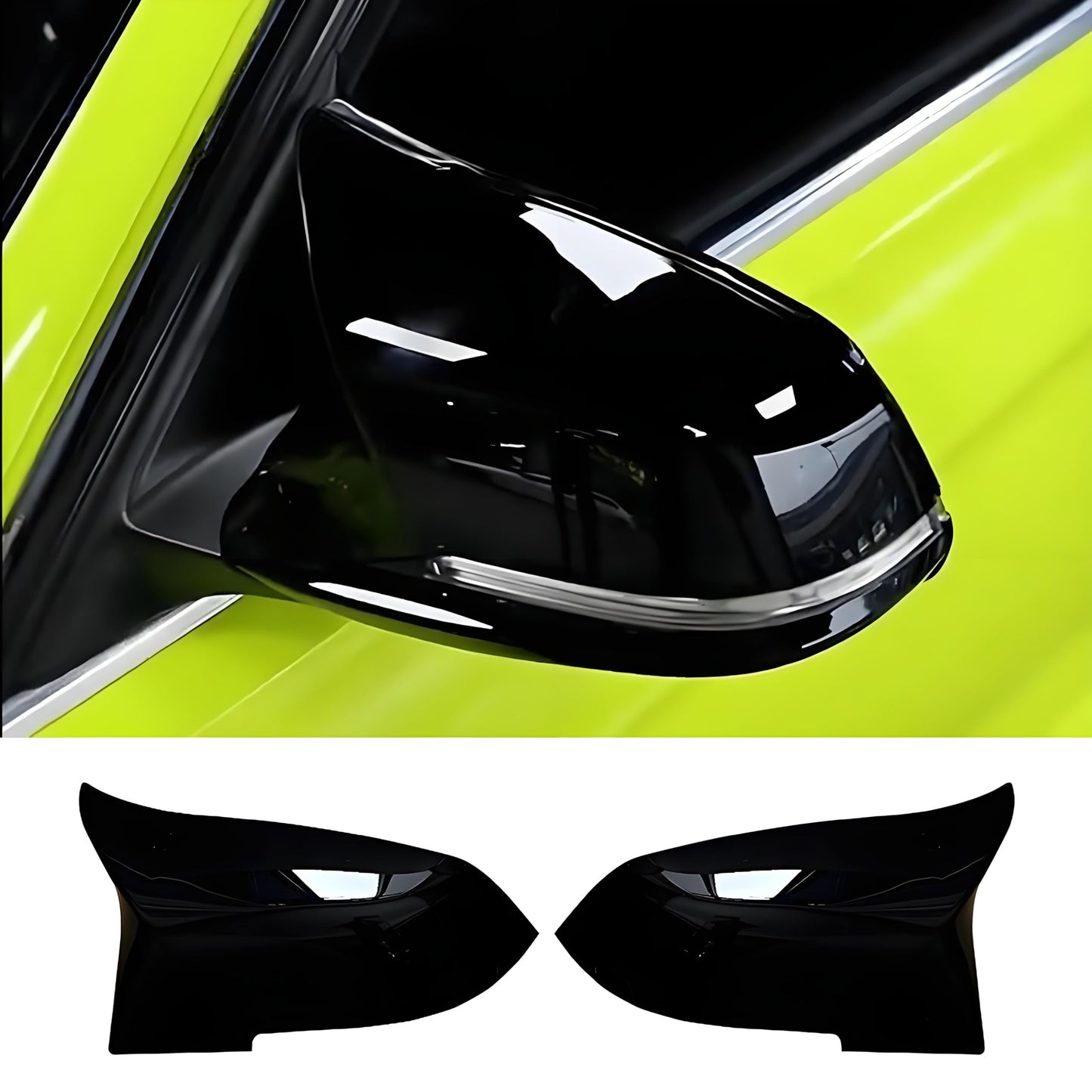 Door Mirror Cover Caps For BMW E81 E87 2008-2011 E90 E91 2009-2011 E92 E93 2010-2013 LCI Facelift Replacement Side Mirror Caps Gloss Black(For 1er E81 E87&3er E90 E91 E92 E93 LCI)