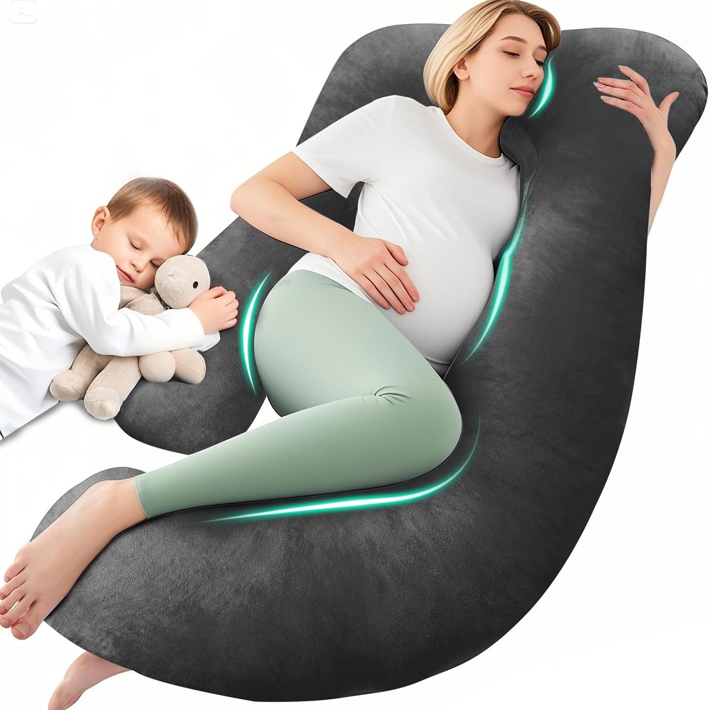 Perna gravide Chilling Home 60JRH J Shape, husa detasabila, 140x70 cm
