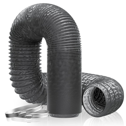 Hon&Guan Diameter 100 mm Exhaust Hose, 5 m PVC Aluminium Pipe, Flex Hose, Exhaust Pipe with 2 Hose Clamps, Stainless Steel, Mobile Air Conditioning, Dryer, Exhaust Fan, Extractor Hood, Ventilation