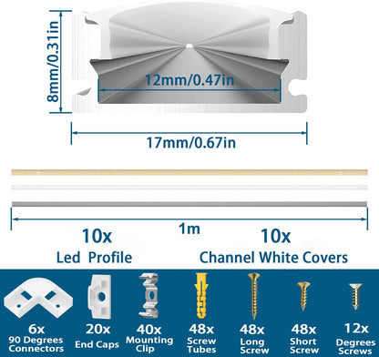 Profil LED Chesbung U-Form 10x1m Aluminiu 12V Alb Cald