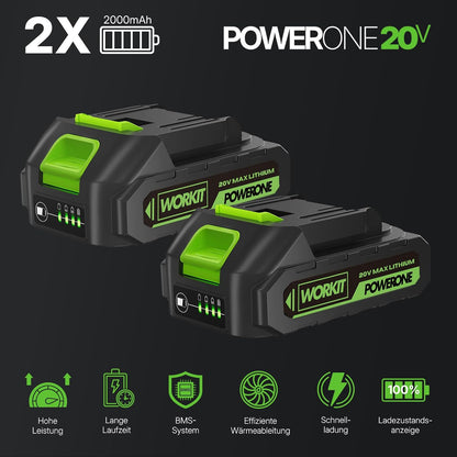 Motocoasa electrica WORKIT 3 in 1 800W cu 2 baterii 2.0Ah pentru gradina