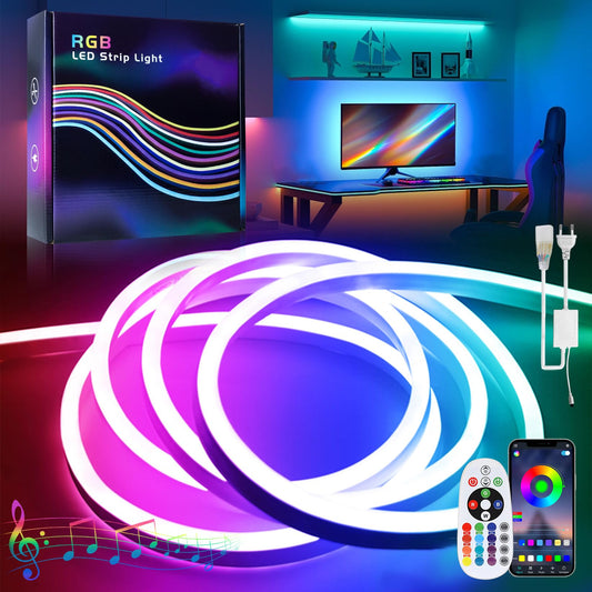 Banda LED Neon RGB 30m IP65 220V + BAGZY + control Bluetooth, muzica, dimabil
