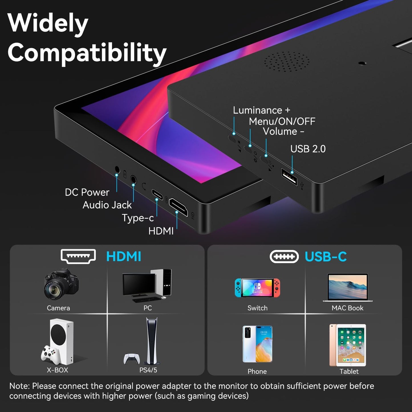 10.3 Inch Small Touchscreen Monitor, 400CD/m², VESA, IPS Stretched Mini Travel Touch Display, 1920 x 720 HDMI USBC, Portable Touchscreen for Laptop Computer Windows AIDA64 GPU CPU RAM Monitoring