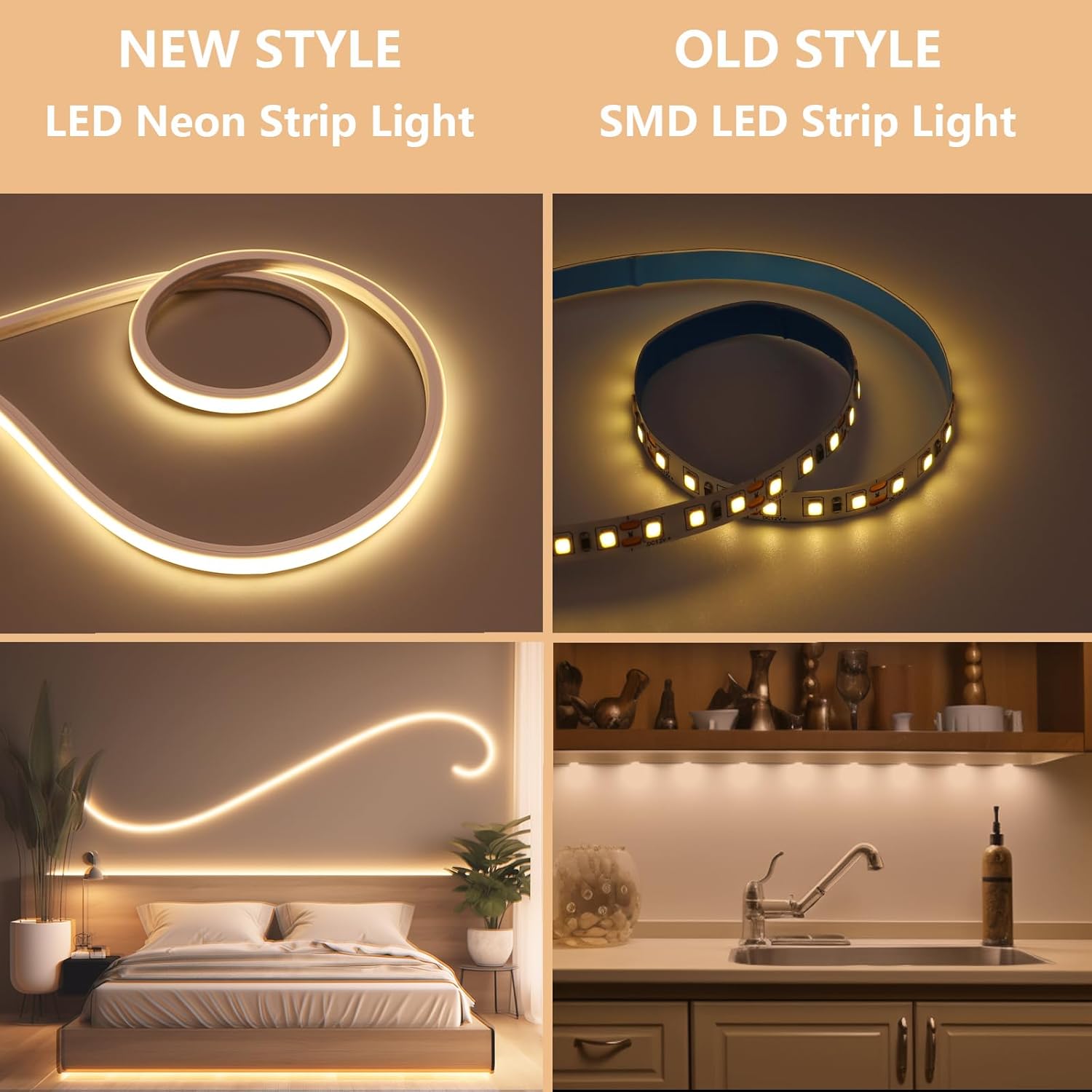 BENLUN AC 220V Neon LED Strip Outdoor 10M, 3000K Warmweiß LED Streifen Aussenbereich Wasserdicht IP65, LED Band 230V Direktanschluss, 10W/M Lichtband für Außen Indirekte Deleuchtung