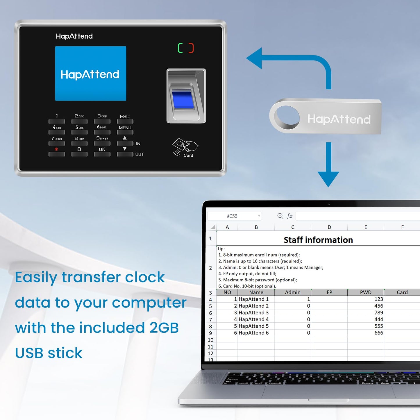 Scanner prezenta HapAttend H2-Plus NEW USB 600 dpi