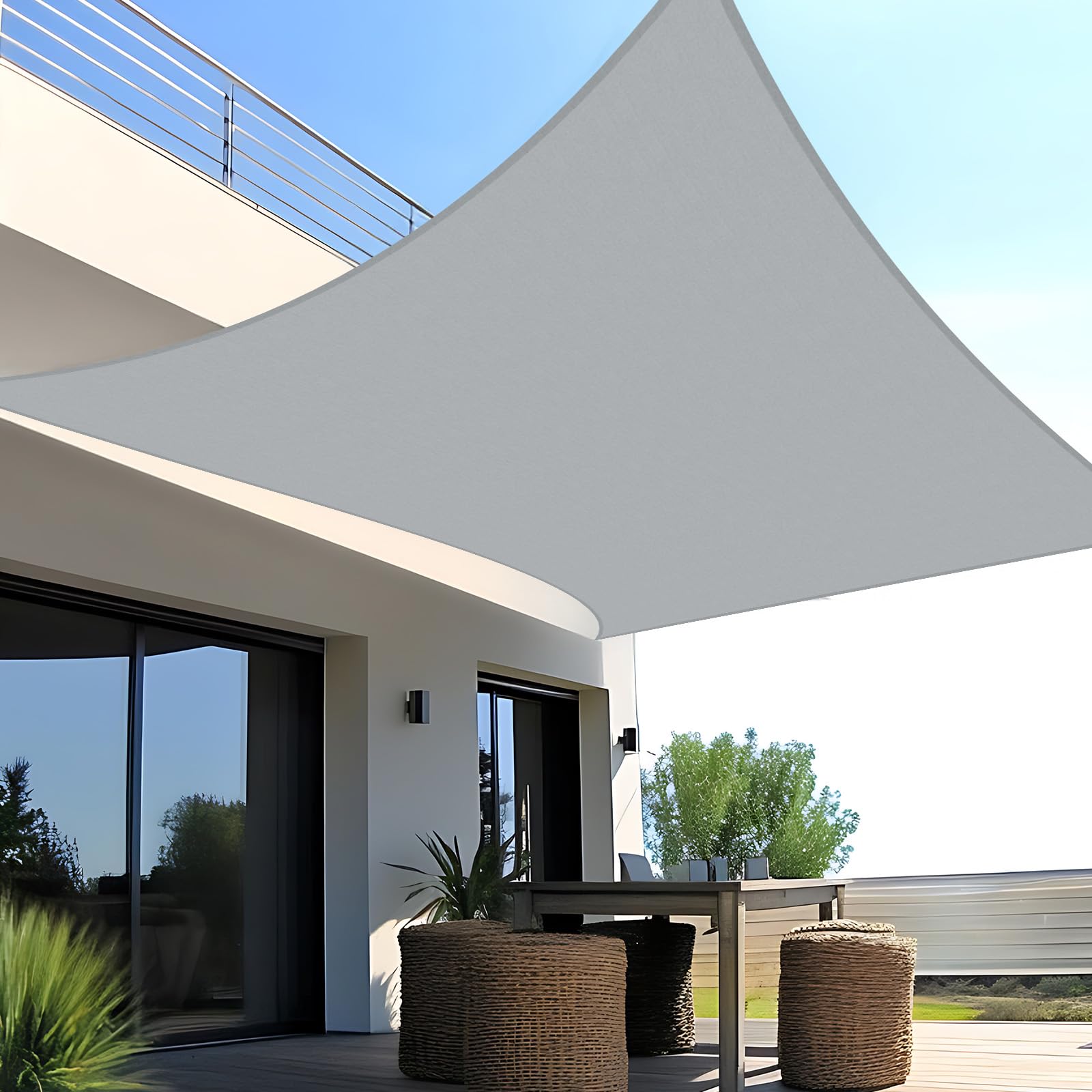 SUNNY GUARD Sun Shade Sail Triangle 4x4x4m Waterproof UV Block for Garden Outdoor Patio - Sand