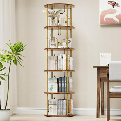Biblioteca rotativa Generisch 6 niveluri 45x45x193 cm neagra