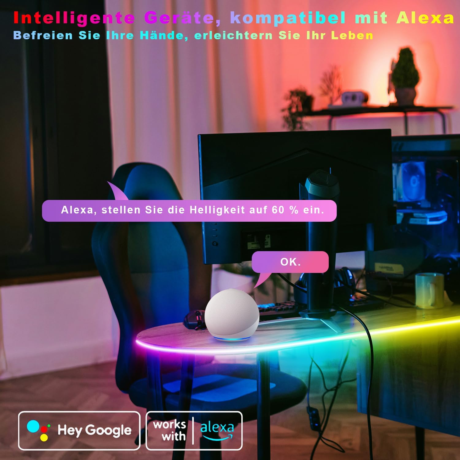 Lichaser 10 m RGB+IC Neon LED Strip Outdoor WiFi, IP68 Waterproof DIY Flexible Neon LED Strip with Alexa, 24 V LED Strip Outdoor Silicone Sync with Music for Patio, Party, Garden