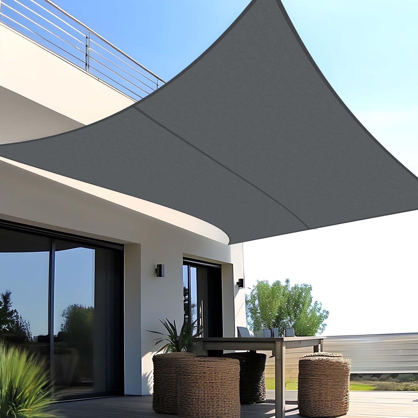 SUNNY GUARD Sun Shade Sail Triangle 4x4x4m Waterproof UV Block for Garden Outdoor Patio - Sand