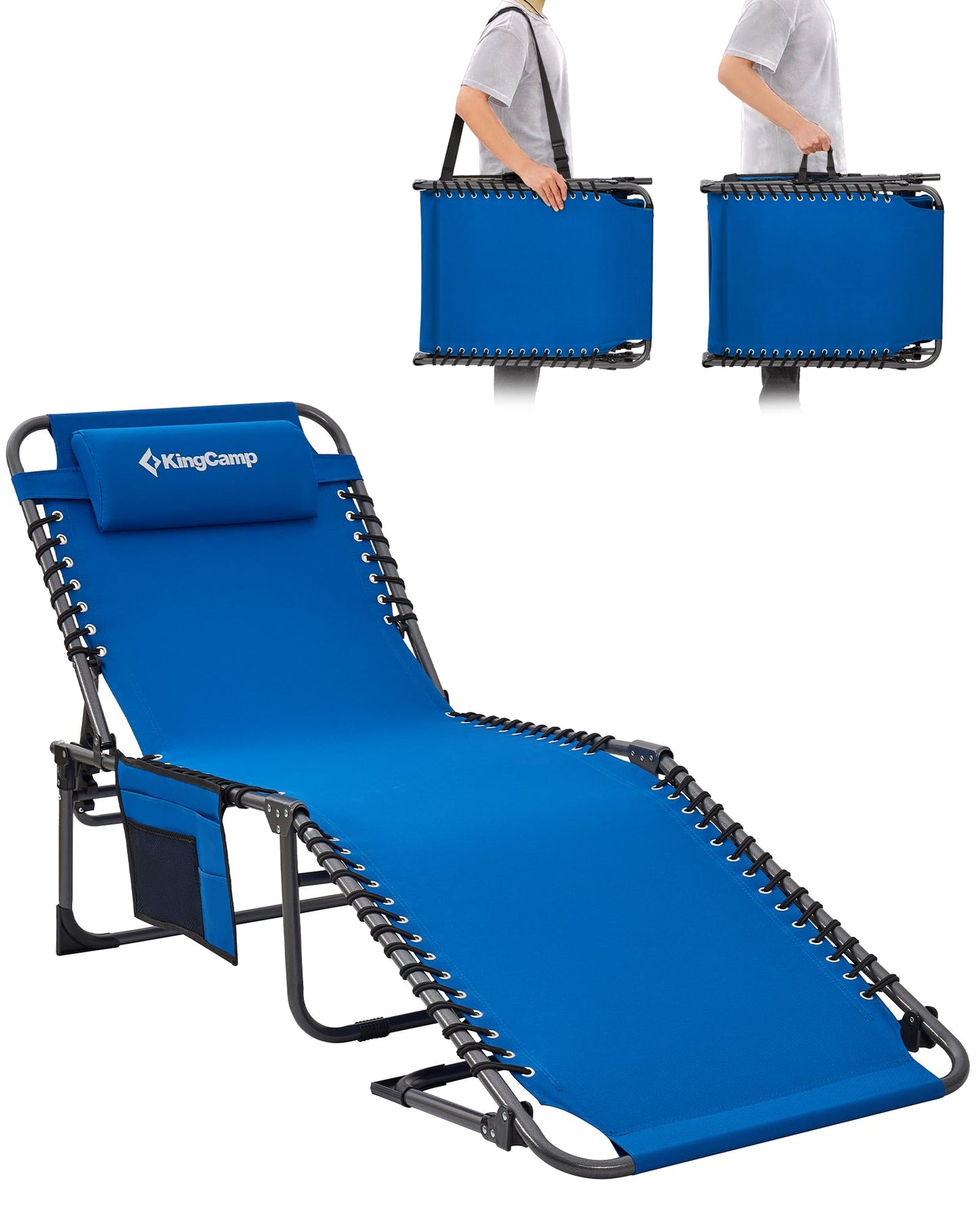 Sezlong KingCamp KC2021 pliabil 200 kg, 5 pozitii, negru