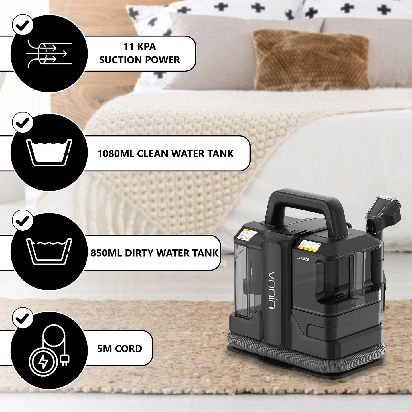 Aspirator Vonia Carpet Cleaner 450W 110000Pa negru