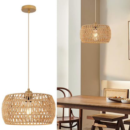 Lampa Pendul rattan E27 Ø32cm + Generic + stil boho vintage, lumina calda