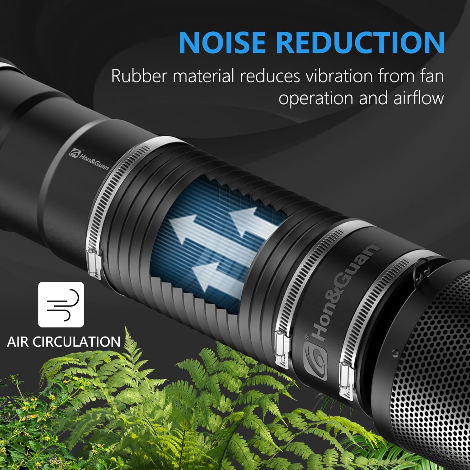 Hon&Guan 100 mm Flexible Rubber Sleeve Rubber Coupling with Two Stainless Steel Clamps, Noise-Reducing Cuff Odourless, Pipe Connector for Pipe Fan, Carbon Filter, Rigid Pipe, Steel Pipe