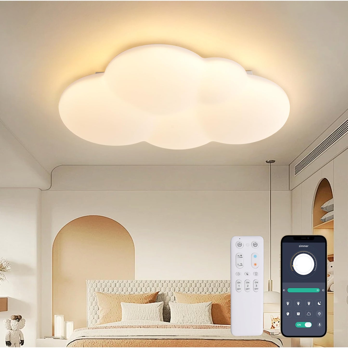 YUEEU PE soveværelse lampe børneværelse lampe loft LED loftslampe børneværelse 40 cm sky loftslampe børnelampe, dæmpbar sky lampe med fjernbetjening, loftslamper til børn, babyværelse